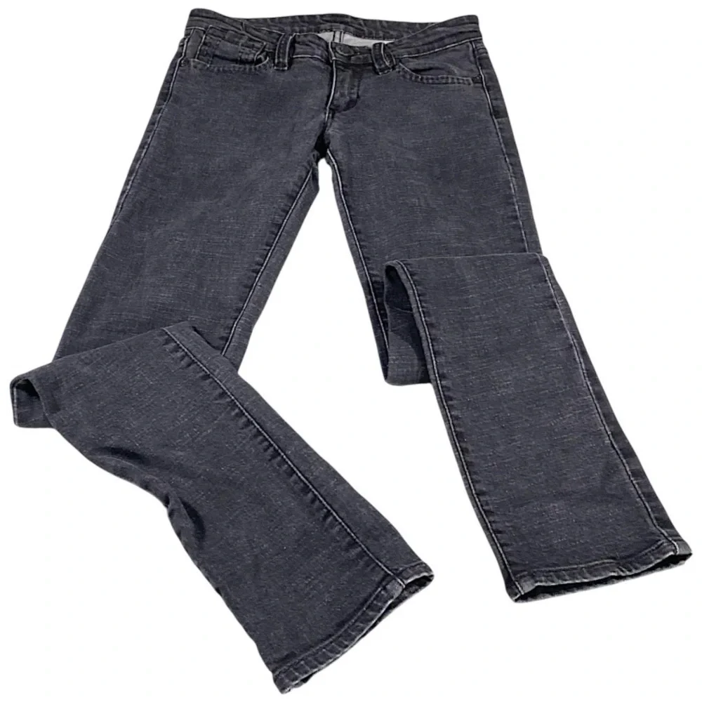 BCBGMAXAZRIA Jeans Womens 26 Graphite Slim Straight Long Biker Rockstar Y2K Club - Picture 2 of 15